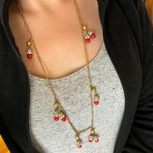 Vtg J.crew long gold necklace rhinestones and beaded vintage. J.crew